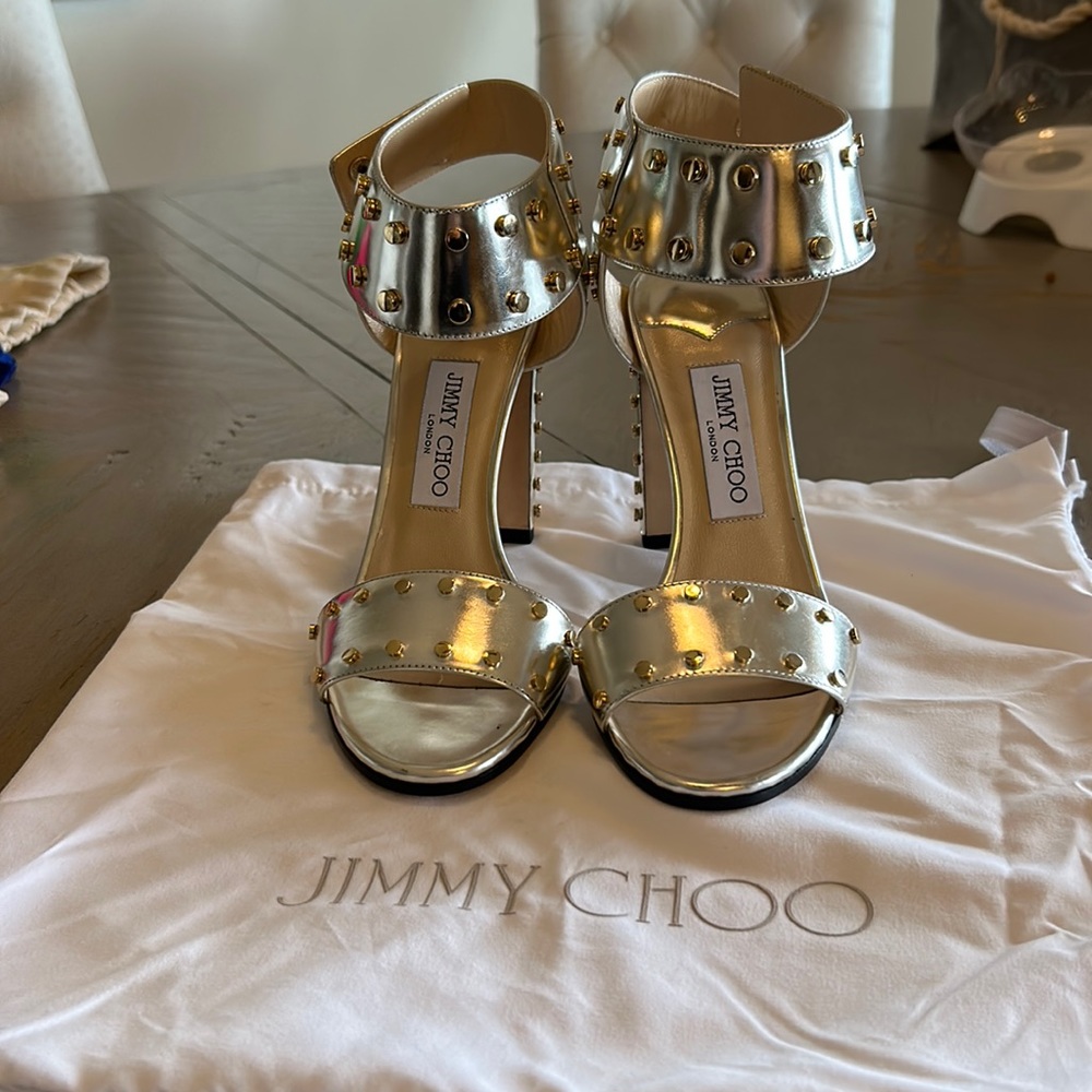 Jimmy choo leather studded heels